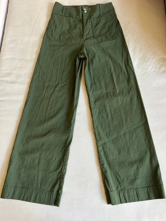 Anthropologie Maeve The Colette Crop Wide-Leg high-rise Pants size 28 Petite - Picture 2 of 11